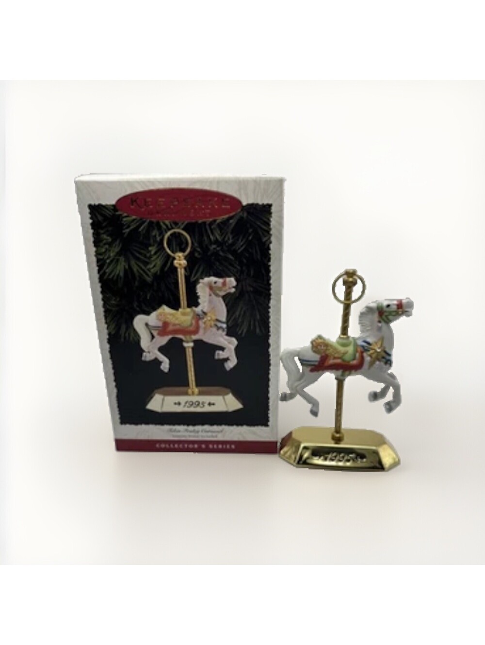 1995 Hallmark Keepsake Tobin Fraley Carousel Horse Ornament 4th Series w Stand